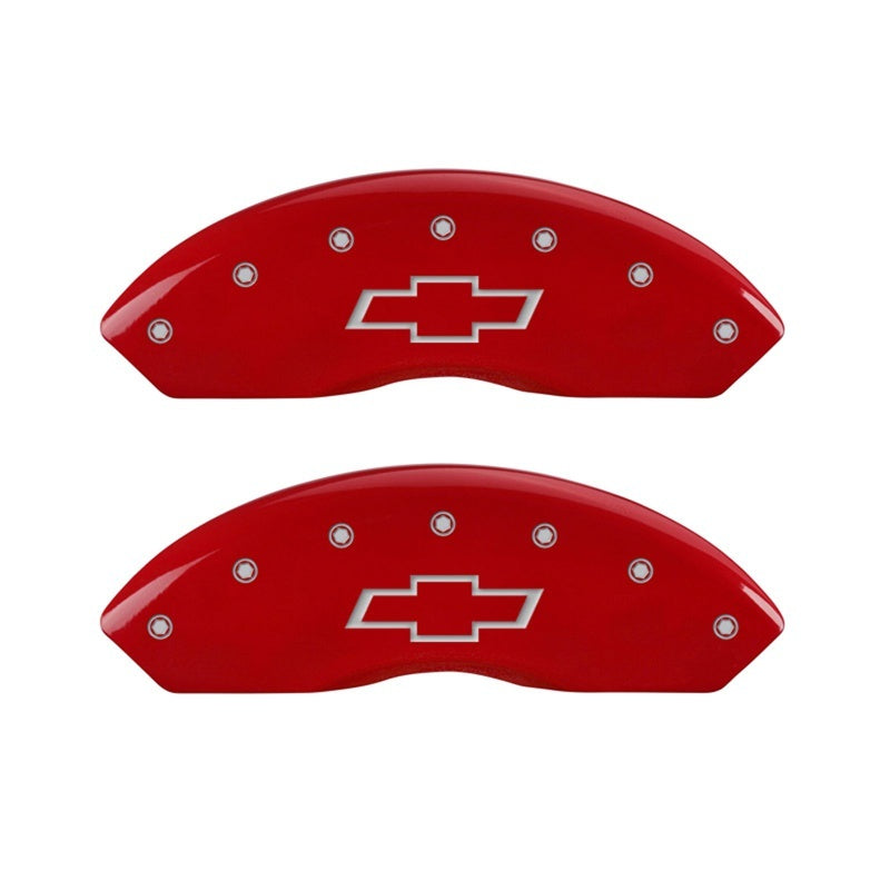 MGP Caliper Covers 2 Logo - MGP Front set 2 Caliper Covers Engraved Front Bowtie Red finish silver ch