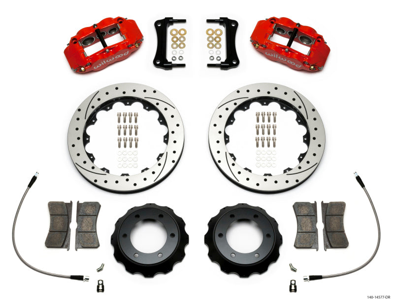 WIL Superlite Brake Kit - Wilwood Narrow Superlite Red 6R Front Kit 12.88in Drilled Rotor w/ Lines 05-15 Toyota Tacoma