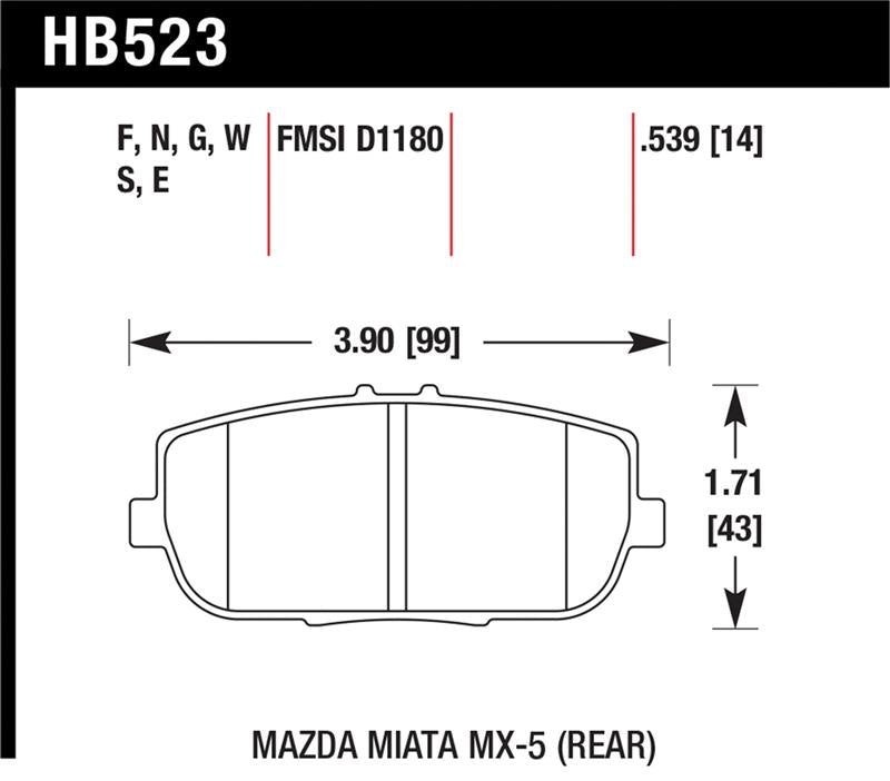 HAWK DTC-30 Brake Pad Sets - Hawk 06-10 Mazda Miata MX-5 DTC-30 Race Rear Brake Pads