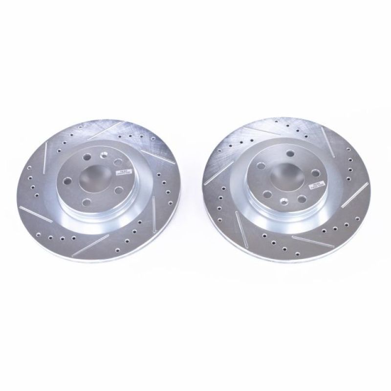 PSB Evolution Drill/Slot Rotor - Power Stop 16-18 Volvo S90 Rear Evolution Drilled & Slotted Rotors - Pair