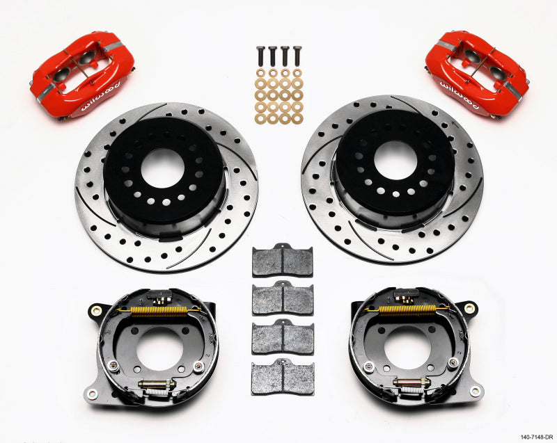WIL Dynalite Brake Kit - Wilwood Forged Dynalite P/S Park Brake Kit Drilled Red 93-97 Camaro/Firebird