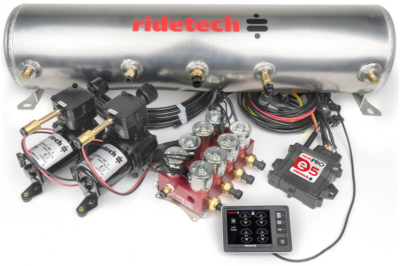 RID Air Control System - Ridetech RidePro E5 Air Ride Control System 5 Gal Dual Compressor High Flow Big Red 3/8in Valves