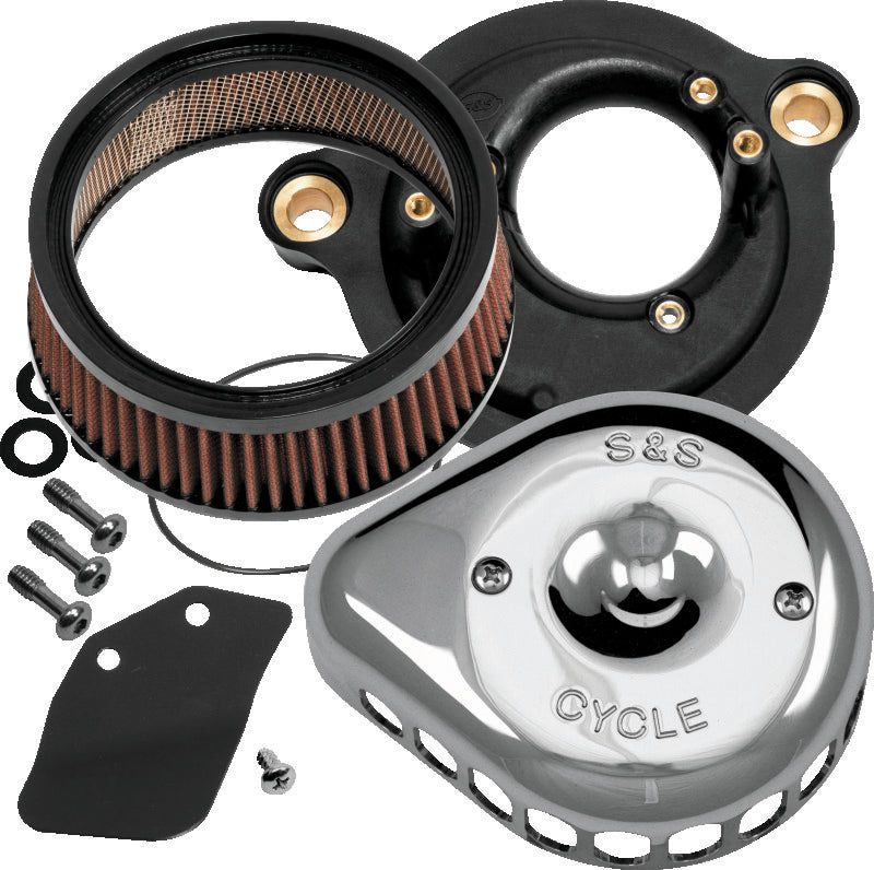 SSC Air Cleaner Kits - S&S Cycle 2017+ M8 Models Stealth Air Cleaner Kit w/ Chrome Mini Teardrop Cover