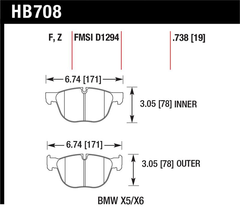 HAWK Ceramic Brake Pad Sets - Hawk 07-08 BMW X5 3.0si/4.8i / 09-13 X5 Xdrive / 08-13 X6 Xdrive Perf Ceramic Frt Street Brake Pads