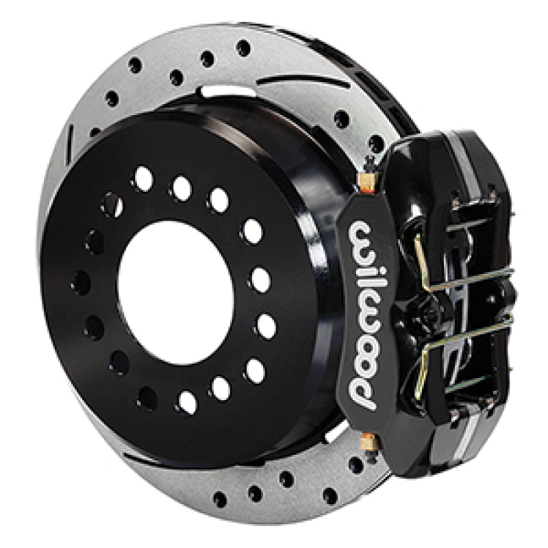 WIL Dynapro Brake Kit - Wilwood Dynapro 12 Bolt Low-Pro Rear Kit w/ E-Brake 11in Drilled & slotted / 2.75-2.81in off - Black