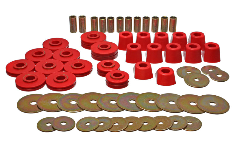 ES Body Mounts - Red - Energy Suspension 67-95 K5 Blazer / 67-70 Denali XL/Suburban/Yukon XL 4WD Red Body (Cab) Mount Set