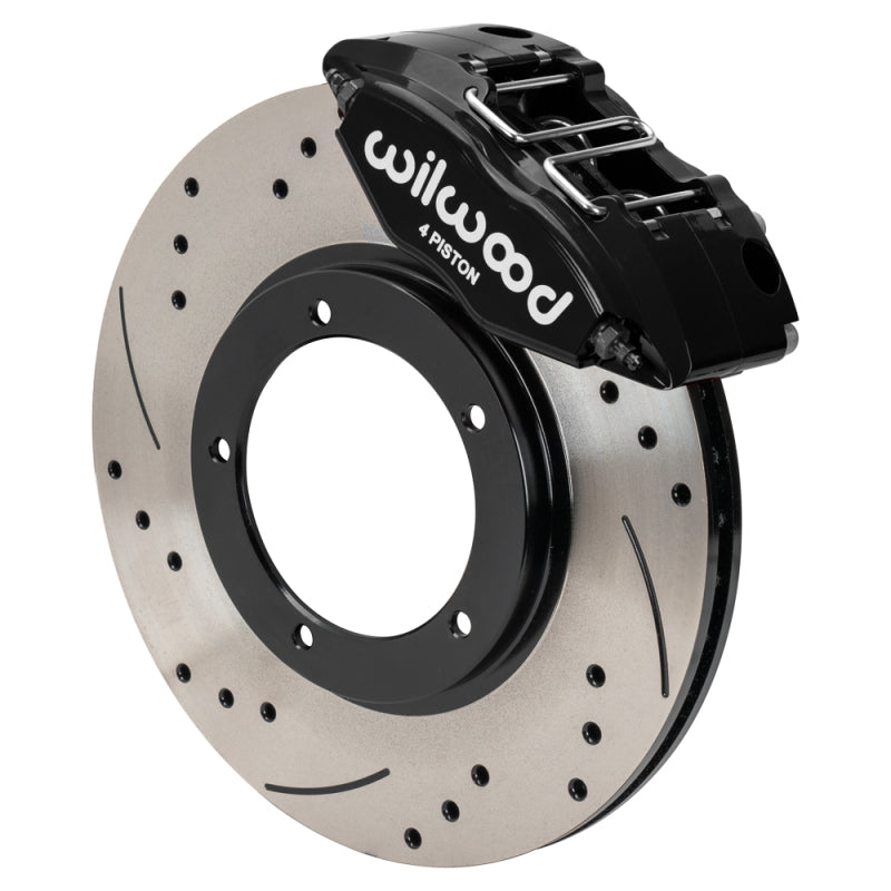 WIL Powerlite Brake Kits - Wilwood 69-74 Porsche 911 Front Powerlite Brake Kit 3in MT Drilled & Slotted - Black