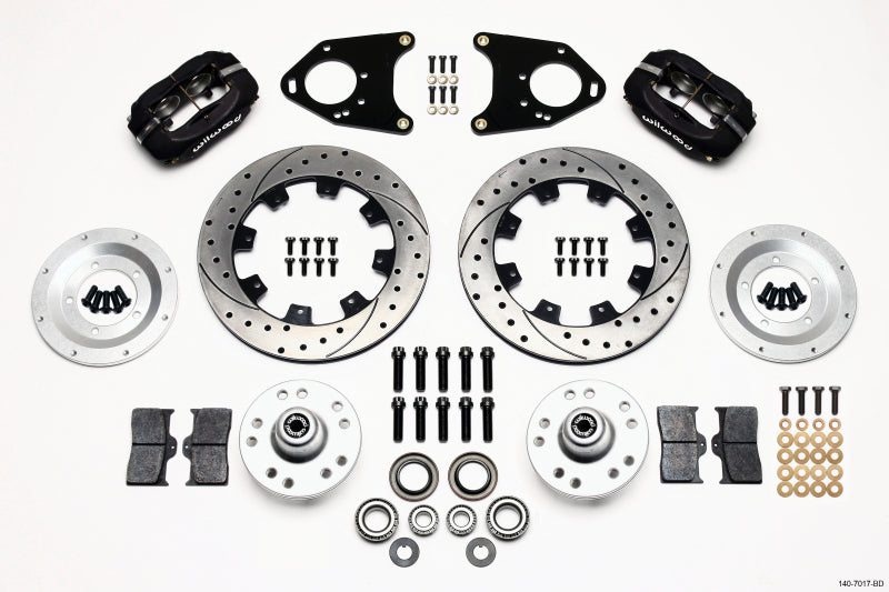 WIL Dynalite Brake Kit - Wilwood Forged Dynalite Front Kit 12.19in Drilled 71-80 Pinto/Mustang II Disc & Drum
