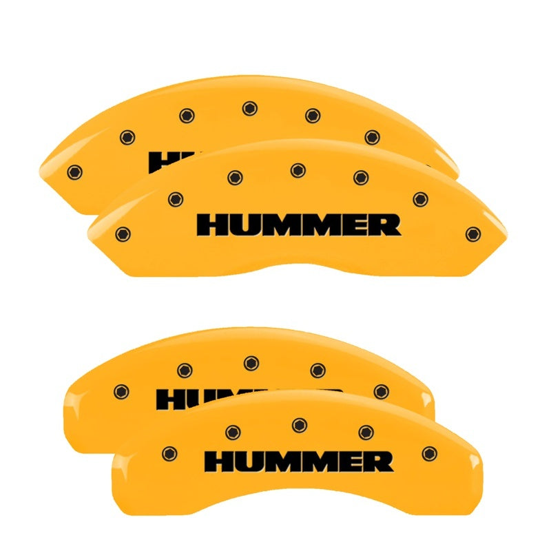 MGP Caliper Covers 4 Logo - MGP 4 Caliper Covers Engraved Front & Rear Hummer Yellow Finish Black Char 2010 Hummer H3T
