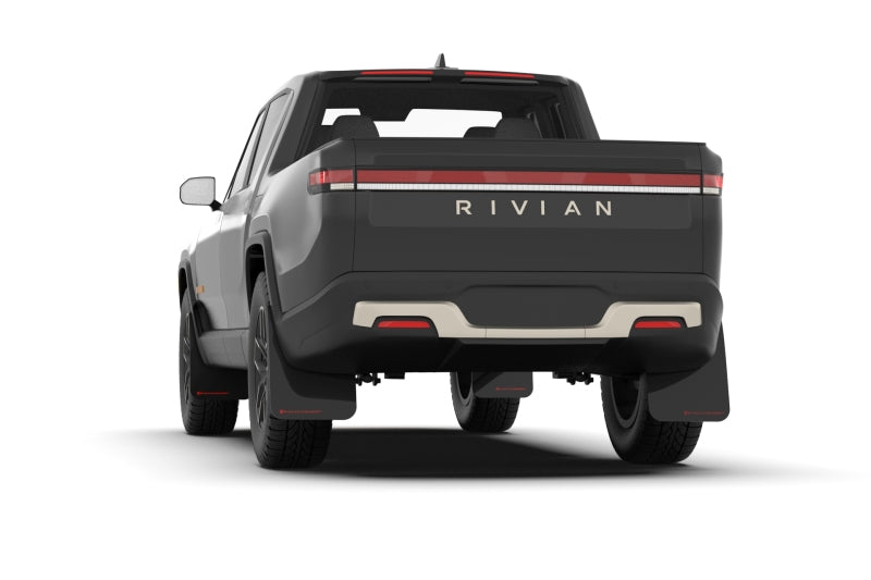 RAL UR Blk Flap/Met. Blk Logo - Rally Armor 22-25 Rivian R1T Black UR Mud Flap - Metallic Black Logo