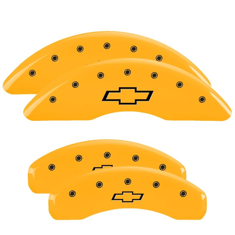MGP Caliper Covers 4 Logo - MGP 4 Caliper Covers Engraved Front & Rear Bowtie Yellow finish black ch