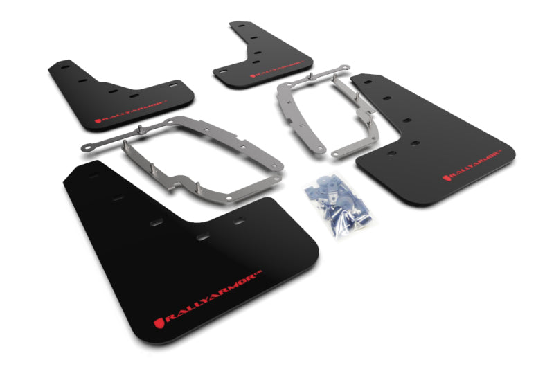 RAL UR Blk Flap/Rd Logo - Rally Armor 17-23 Tesla Model 3 Black UR Mud Flap w/Red Logo