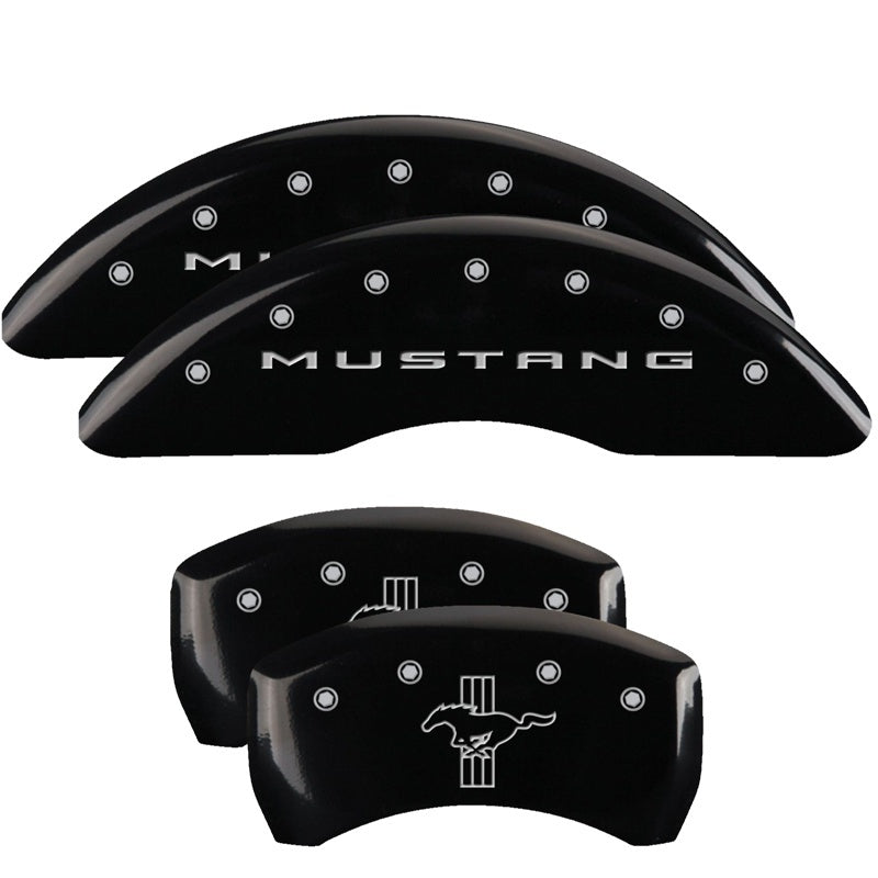 MGP Caliper Covers 4 Logo - MGP 4 Caliper Covers Engraved Front 2015/Mustang Engraved Rear 2015/Bar & Pony Black fnsh silver ch