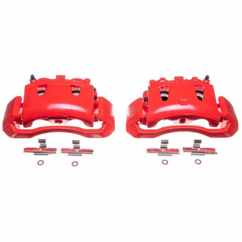 PSB Red Calipers - Power Stop 98-02 Dodge Ram 2500 Van Front Red Calipers w/Brackets - Pair