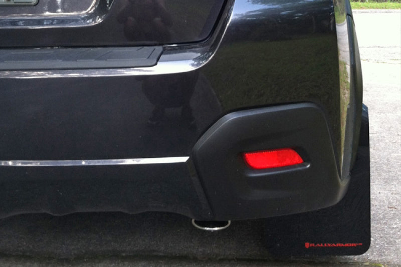 RAL UR Blk Flap/Grey Logo - Rally Armor 13-17 Subaru Crosstrek XV Black UR Mud Flap w/Grey Logo