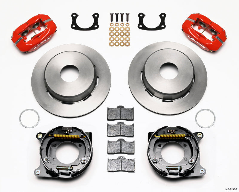 WIL Dynalite Brake Kit - Wilwood Forged Dynalite P/S Park Brake Kit Red Big Ford New 2.50in Offset Currie Blank