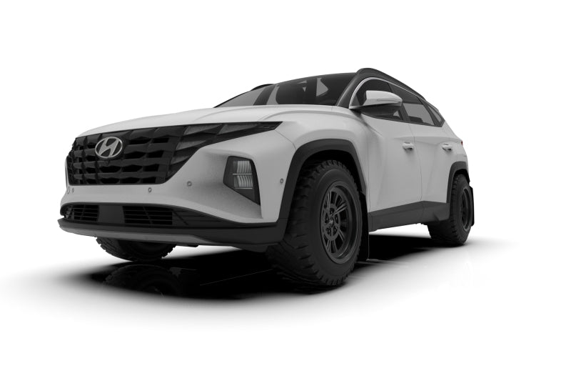 RAL UR Blk Flap/Wht Logo - Rally Armor 22-24 Hyundai Tucson Black UR Mud Flap w/White Logo