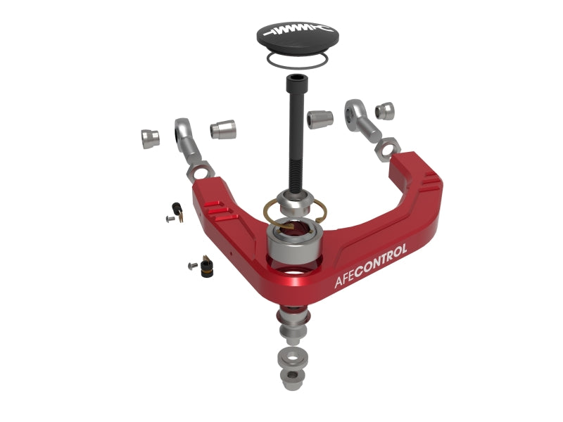 AFE Control Arms - aFe Control 05-23 Toyota Tacoma Upper Control Arms - Red Anodized Billet Aluminum