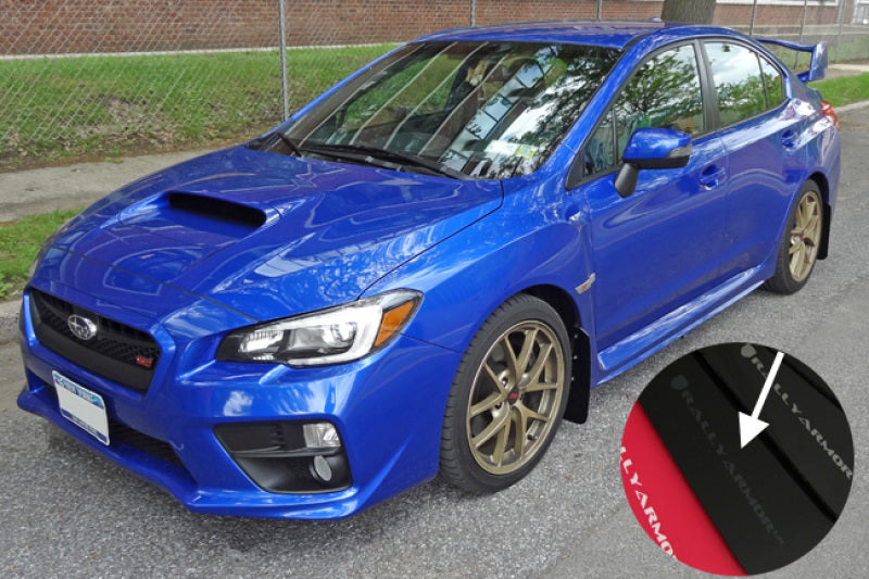 RAL UR Blk Flap/Grey Logo - Rally Armor 15-21 Subaru WRX/STI Black UR Mud Flap w/Grey Logo