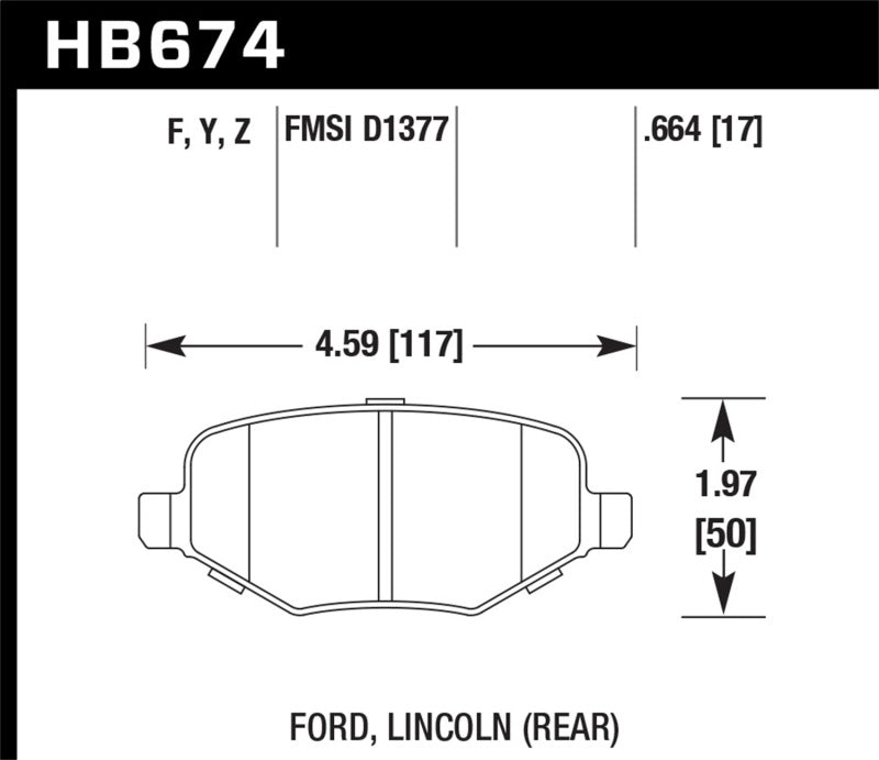 HAWK HPS Brake Pad Sets - Hawk Ford Edge/Explorer/Flex/Taurus/ Lincoln MKS/MKT/MKX HPS Rear Brake Pads