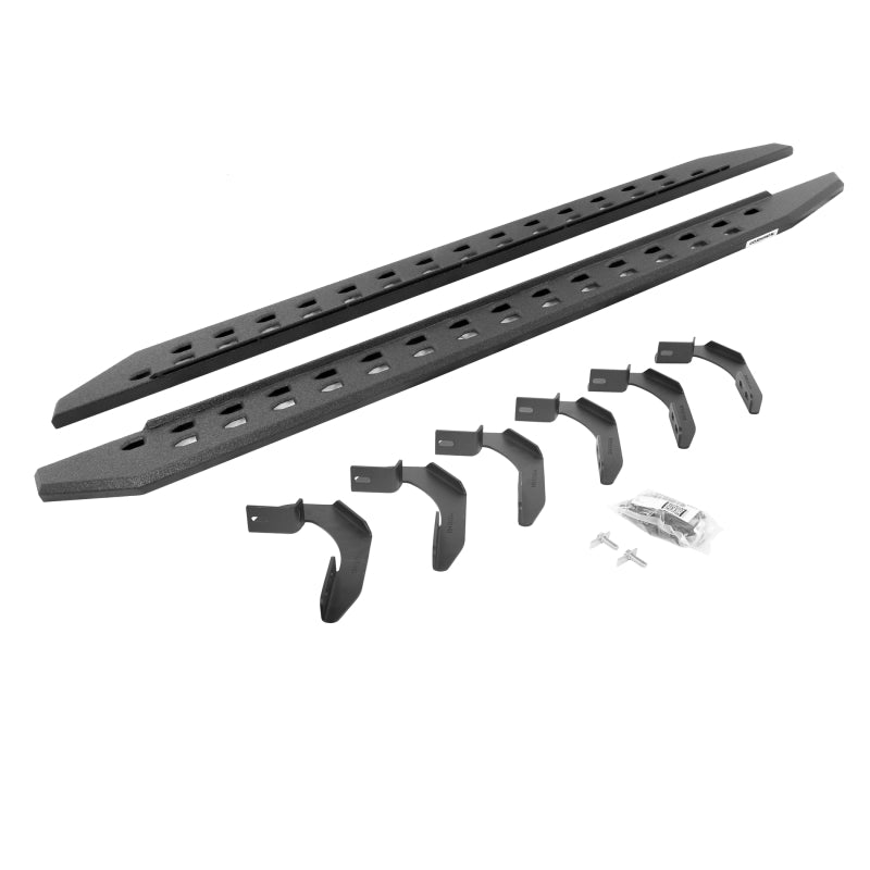 GOR RB20 Slim Running Boards - Go Rhino 04-14 Ford F-150 Super Cab 4DR RB20 Slim Running Boards Kit (w/Brackets) - Bedliner Coating