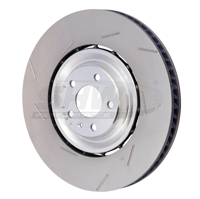 SHW Slotted Lightweight Rotors - SHW 15-18 Porsche Macan Turbo w/19in Wheel/Perf Package Left Frt Slotted LW Brake Rotor (95B615301P)