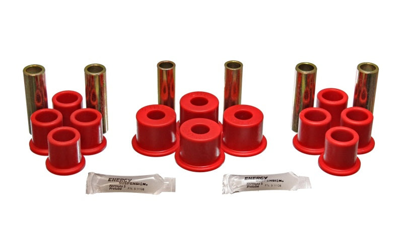 ES Spring/Shackle Bush - Red - Energy Suspension 8/81-96 Ford F100/F150 2WD Red Rear Leaf Spring Bushing Set