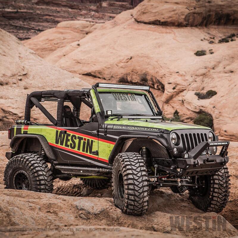 WES Snyper Rock Rail Steps - Westin/Snyper 07-17 Jeep Wrangler Triple Tube Rock Rail Steps - Textured Black