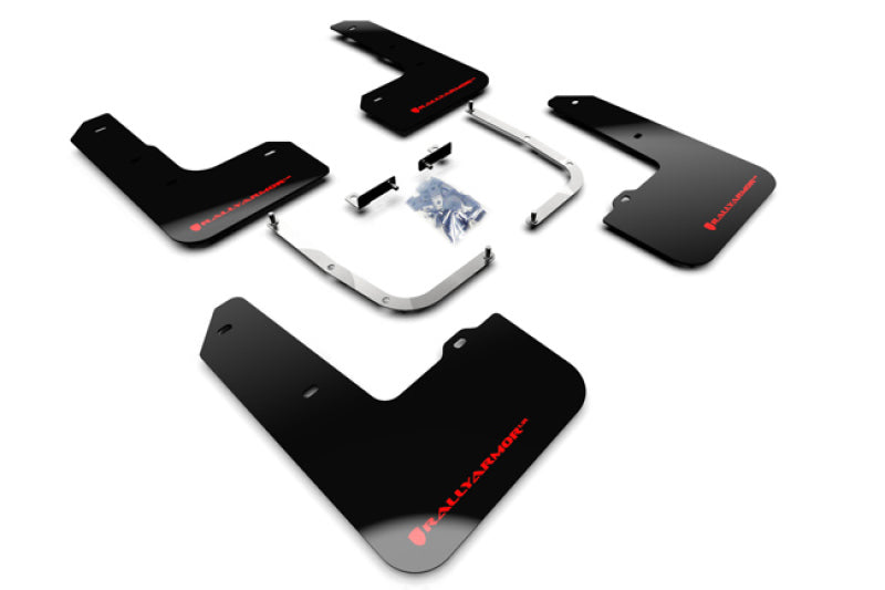 RAL UR Blk Flap/Rd Logo - Rally Armor 19-22 Hyundai Veloster N Black UR Mud Flap w/ Red Logo