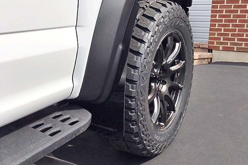 RAL Classic Blk Flap/Wht Logo - Rally Armor 17-20 Ford F-150 Raptor Gen 2 Black UR Mud Flap w/White Logo