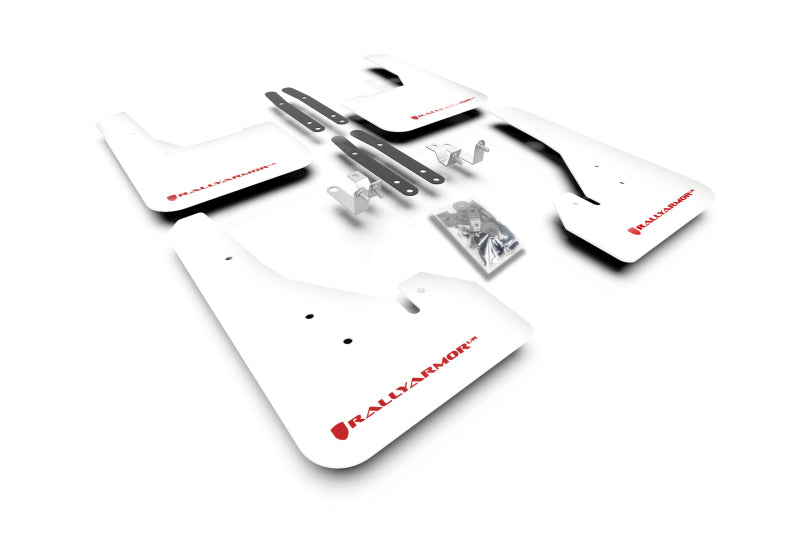 RAL UR White Flap/Red Logo - Rally Armor 18-26 Toyota Corolla Hatchback White UR Mud Flap Red Logo