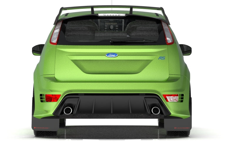 RAL UR Blk Flap/Wht Logo - Rally Armor 09-11 Ford Focus MK2 RS Black UR Mud Flap Red Logo