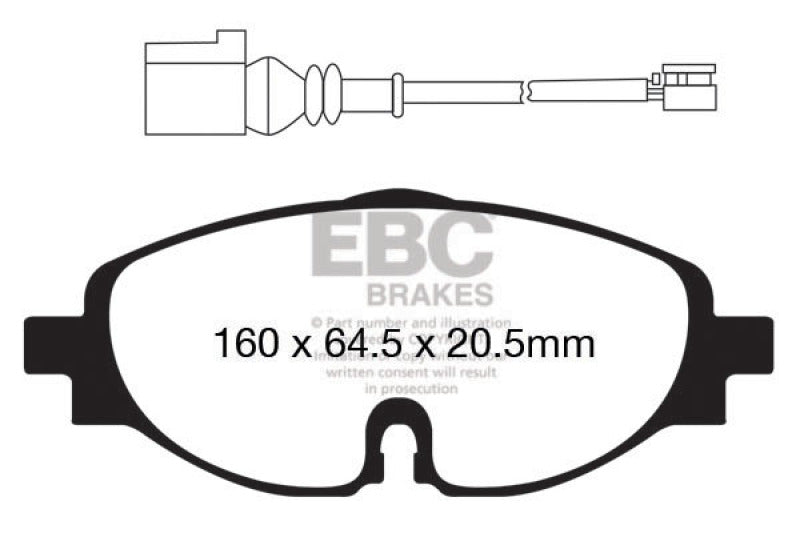EBC Yellowstuff Brake Pad Sets - EBC 14+ Audi A3 1.8 Turbo Yellowstuff Front Brake Pads