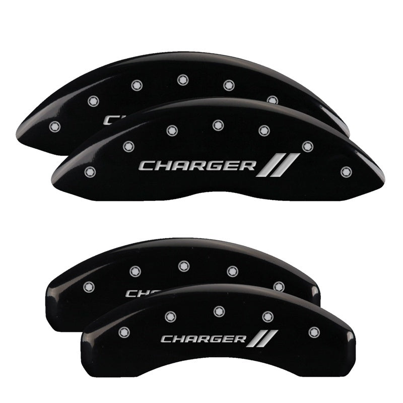 MGP Caliper Covers 4 Logo - MGP 4 Caliper Covers Engraved Front & Rear With stripes/Charger Black finish silver ch