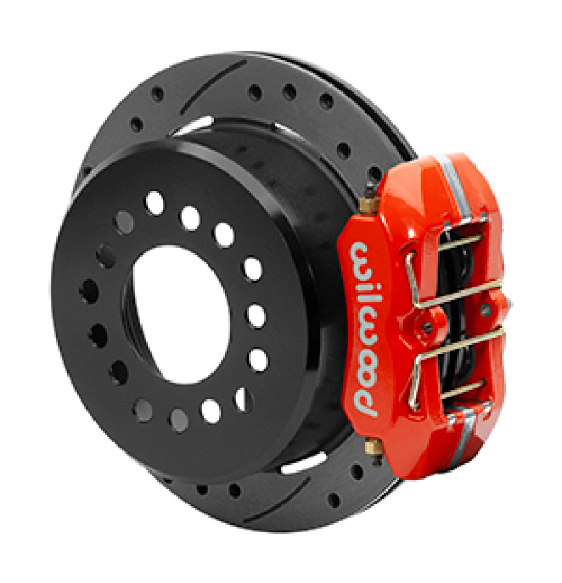 WIL Dynapro Brake Kit - Wilwood Small Ford 11 in. Forged Dynapro Low-Profile Rear Parking Brake Kit (Red, Drilled & Slotted)
