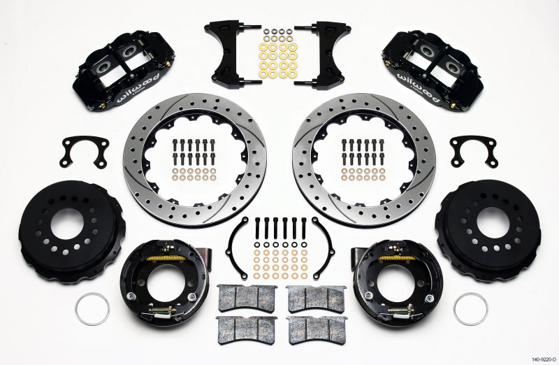 WIL Superlite Brake Kit - Wilwood Narrow Superlite 4R Rear P-Brk Kit 12.88in Drilled Small Ford 2.50in Offset