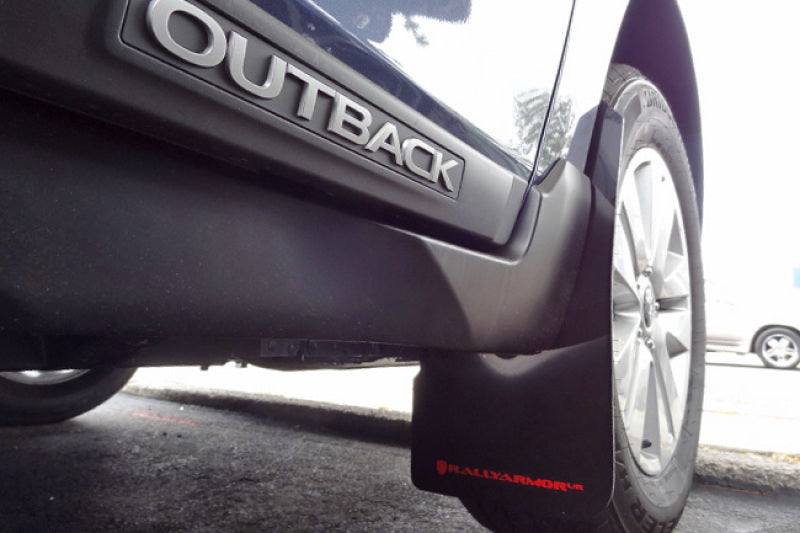 RAL UR Blk Flap/Grey Logo - Rally Armor 15-19 Subaru Outback Black UR Mud Flap w/ Grey Logo