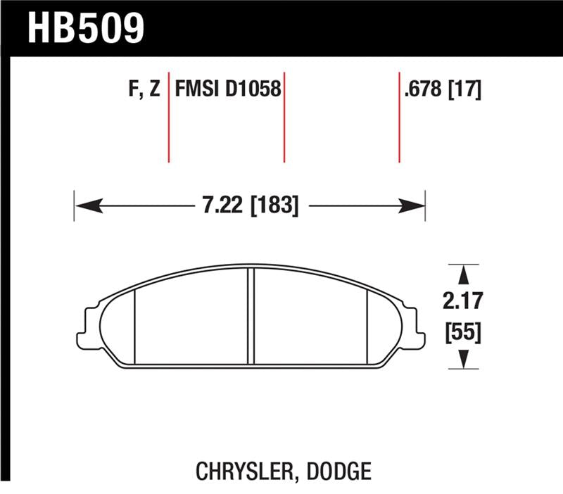 HAWK HPS 5.0 Brake Pad Sets - Hawk 2013-2014 Chrysler 200 (w/XR1 Brakes) HPS 5.0 Front Brake Pads
