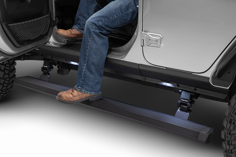 GOR RealTruck VoltStep Running Boards - RealTruck 18-24 Jeep Wrangler 4dr VoltStep Electric Running Board Kit (Drilling Req.) - Tex. Blk