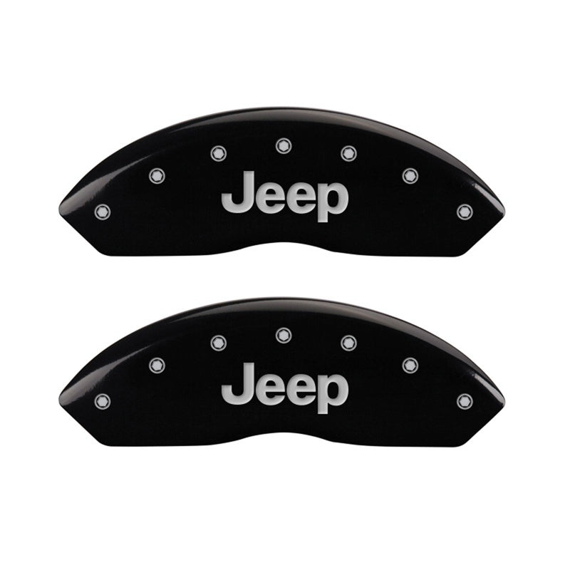MGP Caliper Covers 2 Logo - MGP Front set 2 Caliper Covers Engraved Front JEEP Black finish silver ch