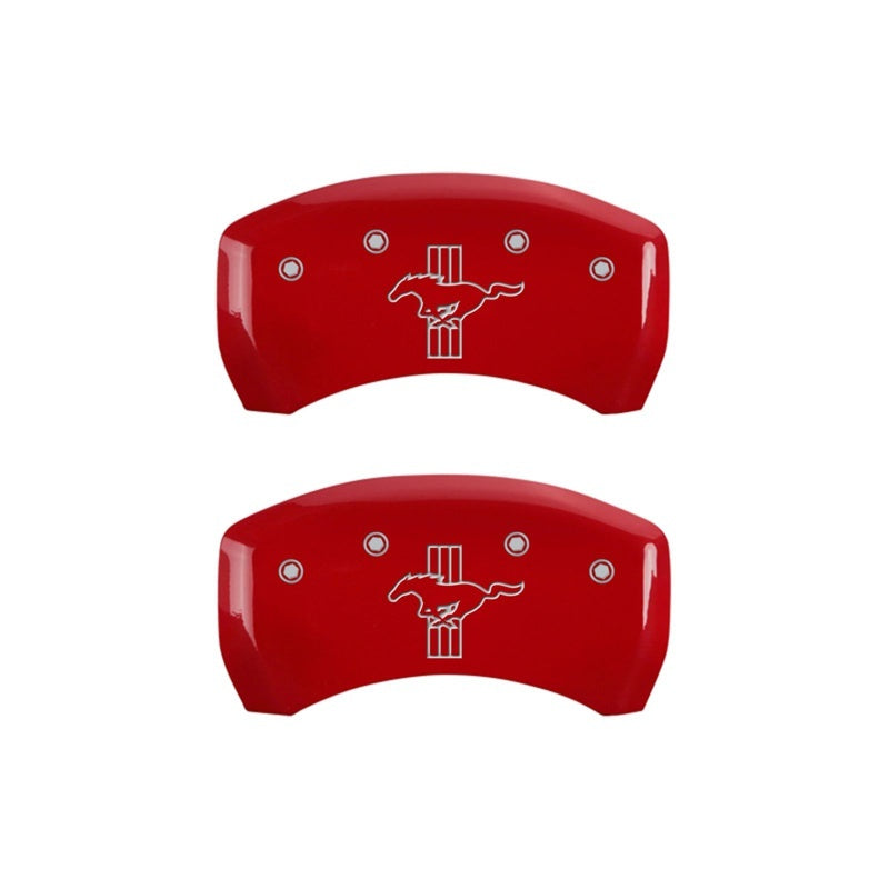 MGP Caliper Covers 2 Logo - MGP Rear set 2 Caliper Covers Engraved Rear 2015/Bar & Pony Red finish silver ch
