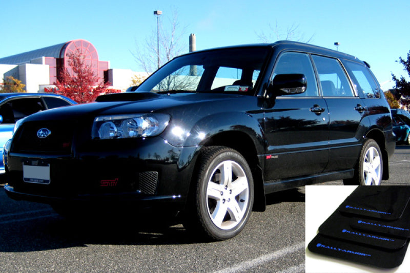 RAL UR Blk Flap/Blue Logo - Rally Armor 03-08 Subaru Forester Black UR Mud Flap w/ Blue Logo