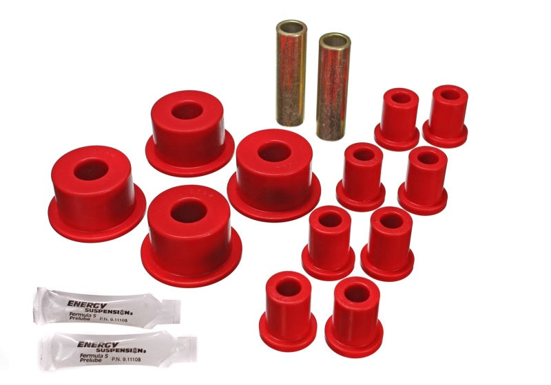 ES Spring/Shackle Bush - Red - Energy Suspension 65-72 Dodge Charger (w/ 2in Main Eye) Red Rear Leaf Spring Bushing Set