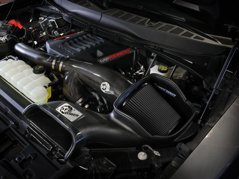 AFE Track Series Intake - aFe 21-24 Ford F150 Raptor Track Series Carbon Fiber Cold Air Intake System w/ Black Pro 5R Filter