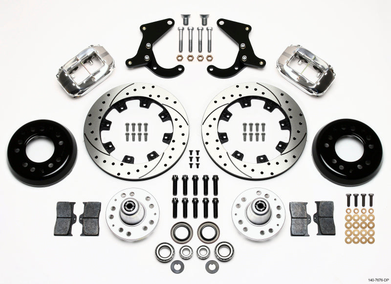 WIL Dynalite Brake Kit - Wilwood Forged Dynalite Front Kit 12.19in Drilled Polished 55-57 Chevy