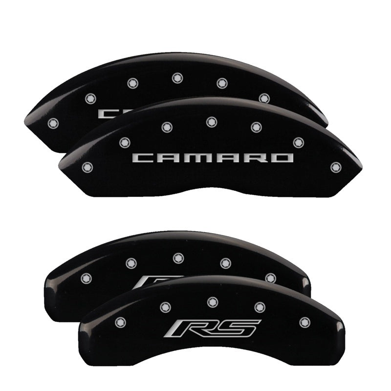 MGP Caliper Covers 4 Logo - MGP 4 Caliper Covers Engraved Front Gen 5/Camaro Engraved Rear Gen 5/RS Black finish silver ch