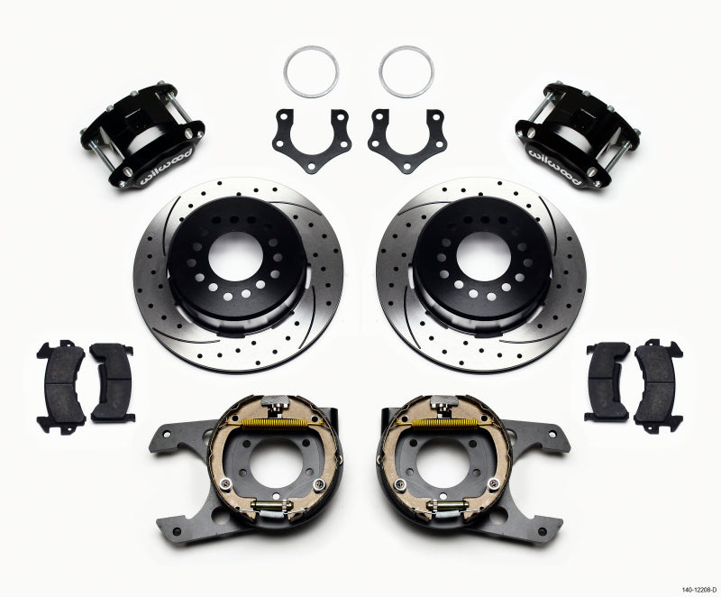 WIL D154 Brake Kit - Wilwood D154 P/S Park Brake Kit Drilled Mopar/Dana 2.50in Off w/Snap Ring Bearing