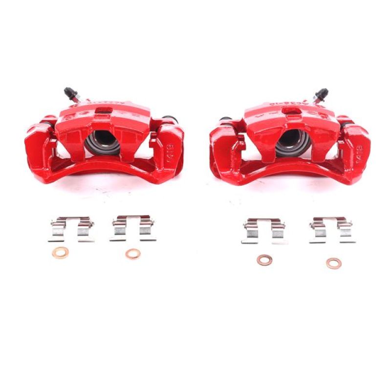 PSB Red Calipers - Power Stop 95-98 Subaru Impreza Rear Red Calipers w/Brackets - Pair