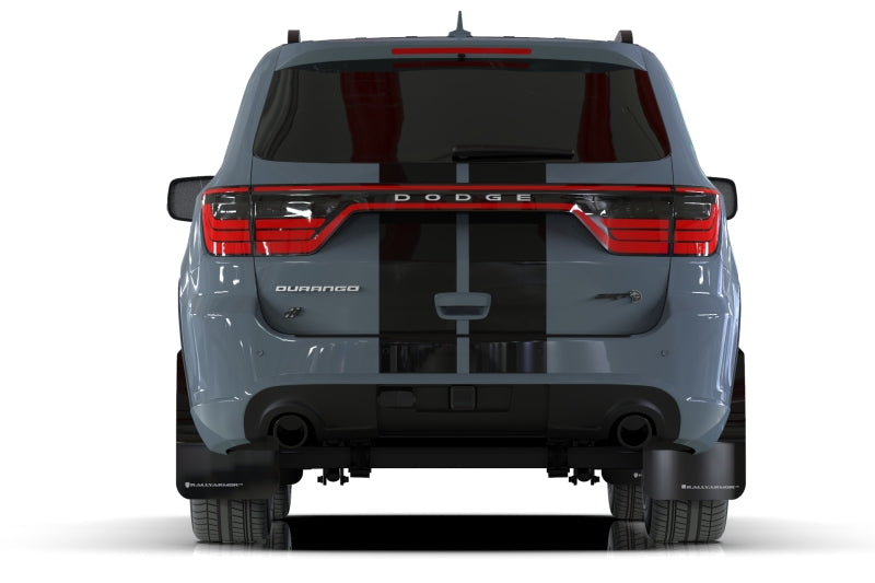 RAL UR Blk Flap/Red & Wht Logo - Rally Armor 16-25 Dodge Durango GT/Hellcat/RT/SRT 392/SXT Black UR Mud Flap Red Logo