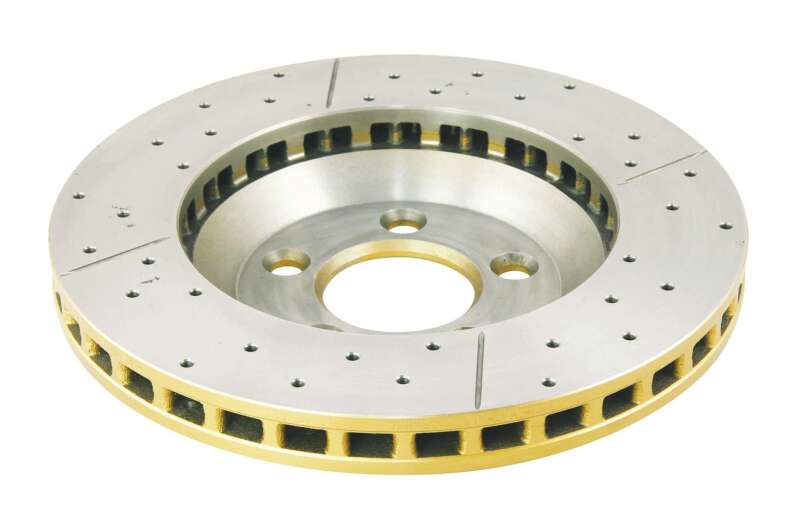DBA Street Slot&Drill Rotors - DBA 05-14 Ford Mustang GT Front Street Series Drilled & Slotted Rotor w/Gold Hat